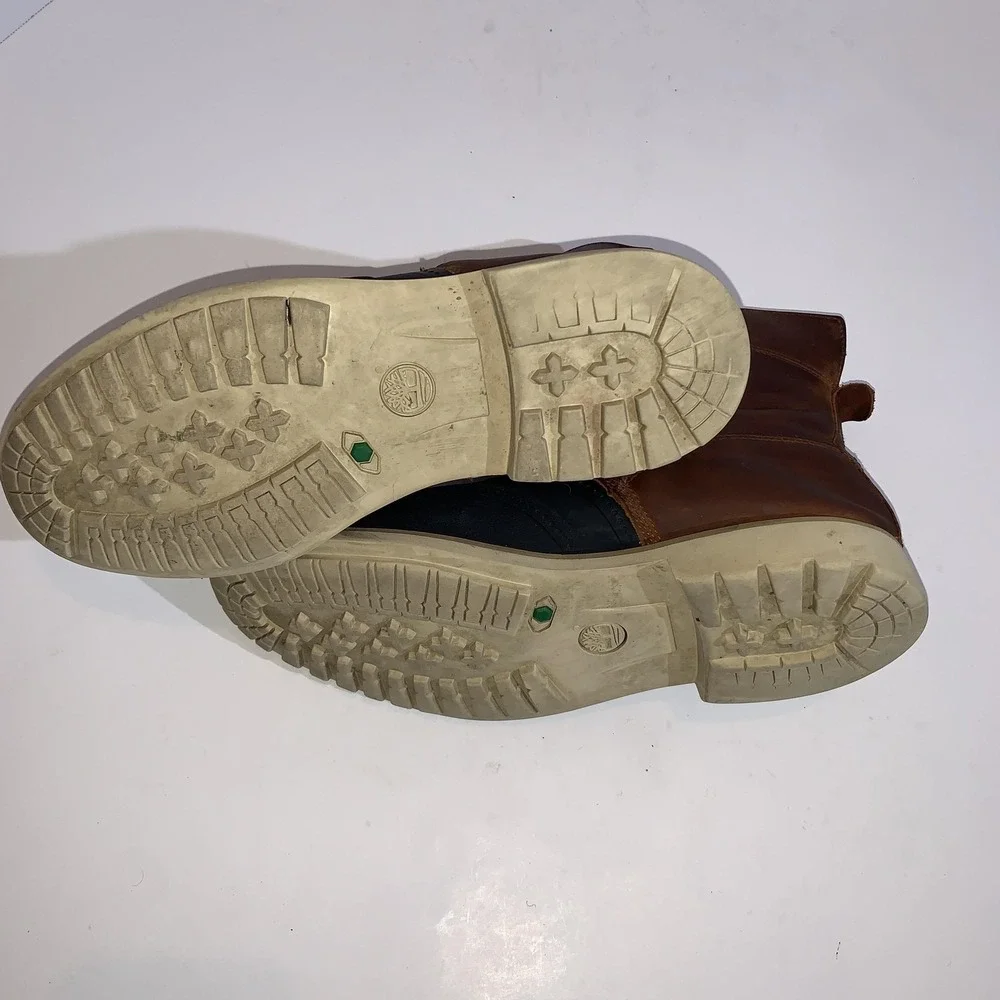 Timberland Duck Boots Mens Size 9.5 Brown Leather Wingtip Waterproof A17XT